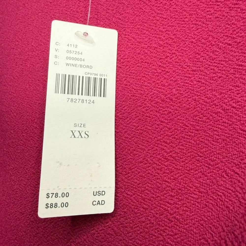Anthropologie Long Sleeve‎ Fitted Top Blouse Wine/Bord XXS Cotton Blend NWT